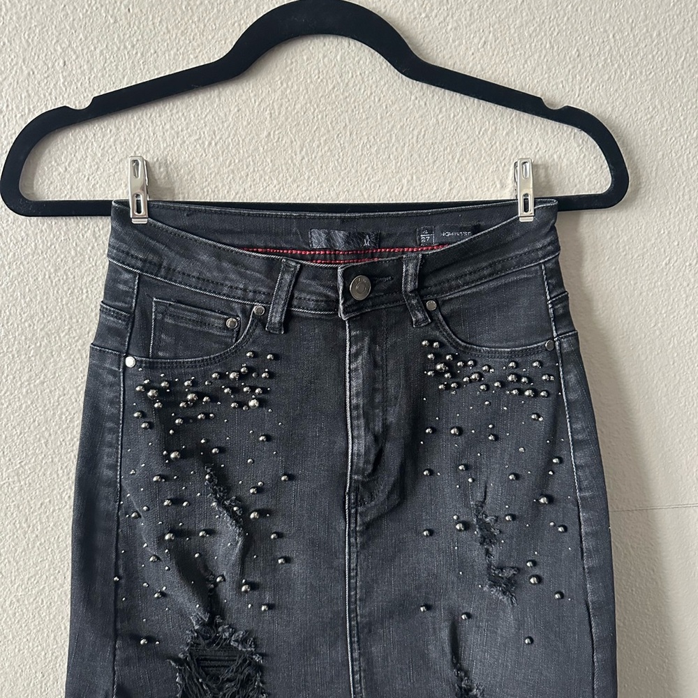 Soft Grunge Black Jean Denim Mini Skirt